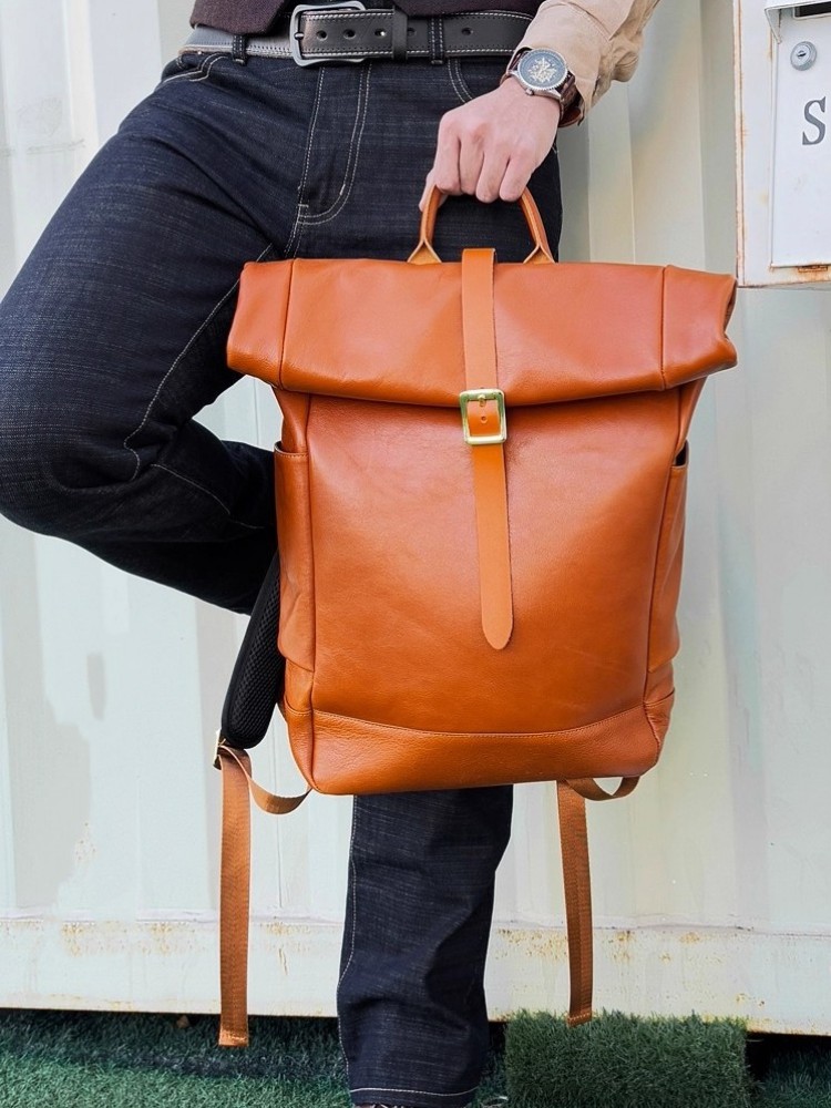Large Capacity Mens Genuine Le - Leather Backpack Vintage ulasan dan harga