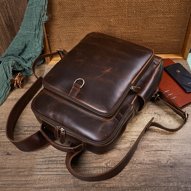 Men's Top Grain Waxed Leather  - Leather Backpack Vintage ulasan dan harga