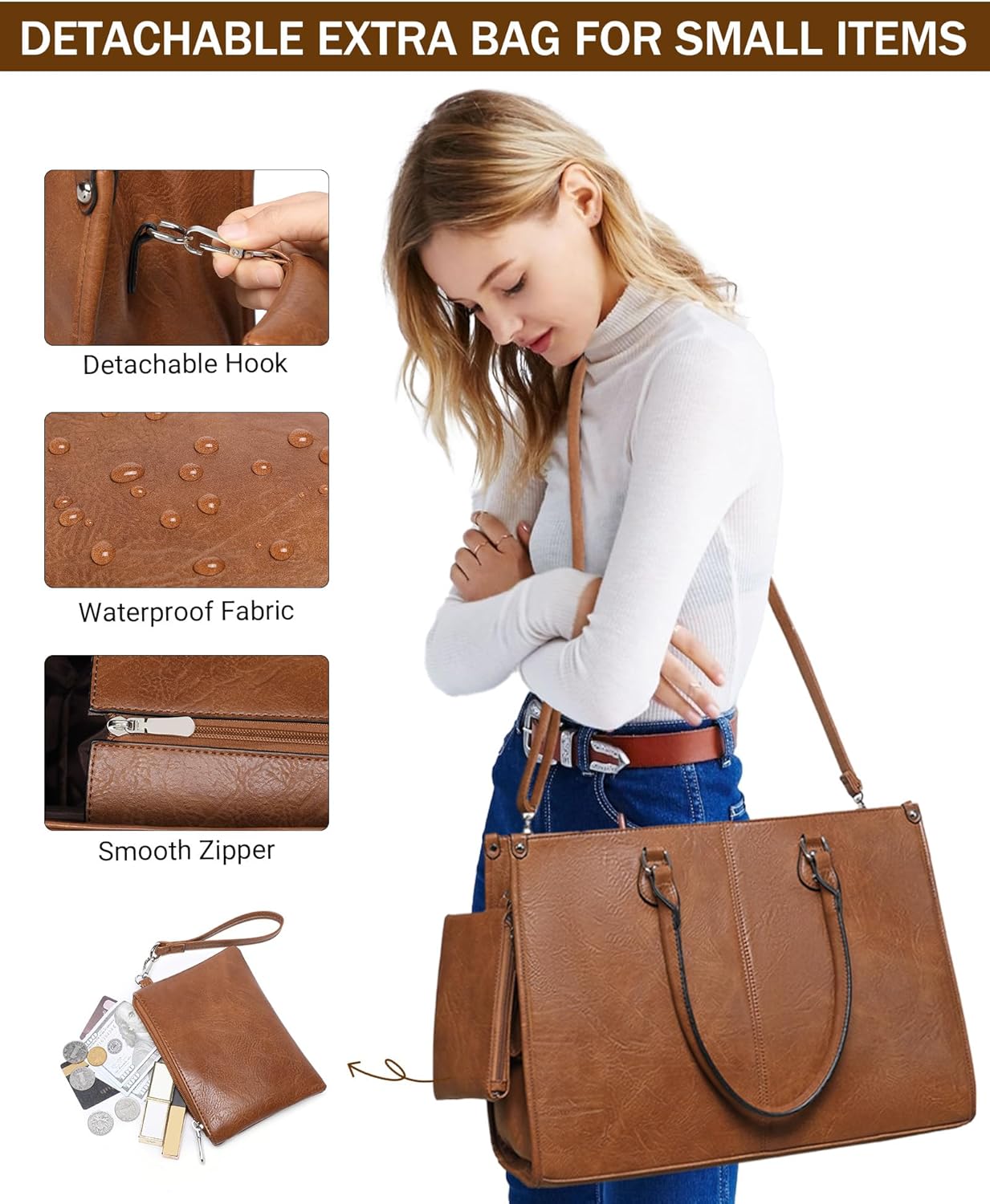 2 in 1 Laptop Tote Bag with In - Laptop Backpack 15.6 ulasan dan harga