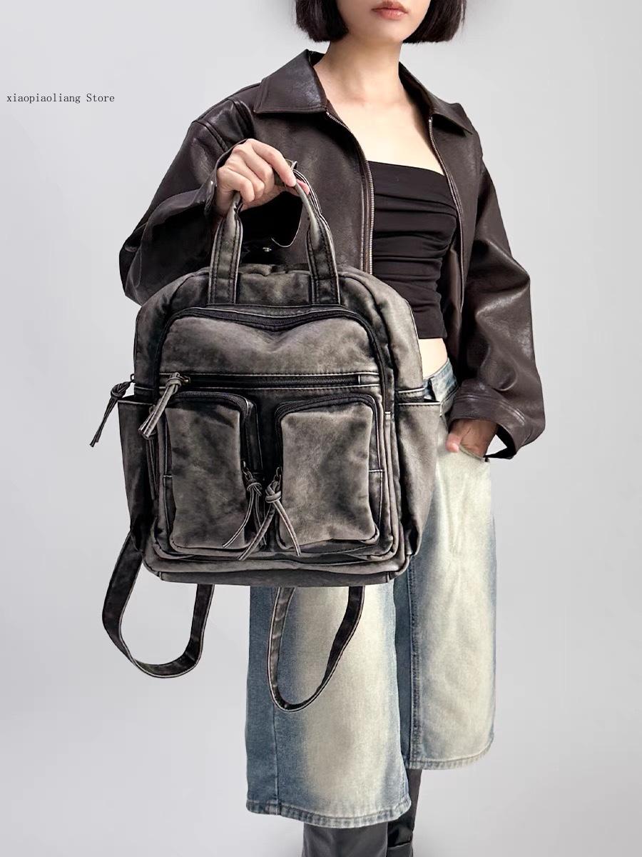 Luxury Soft Washed Pu Leather  - Leather Backpack Vintage ulasan dan harga