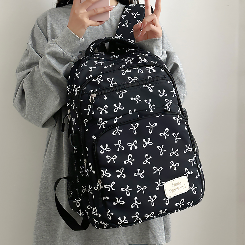 3Pcs Cute Bow Print Backpack w - Sling Backpack Shoulder ulasan dan harga
