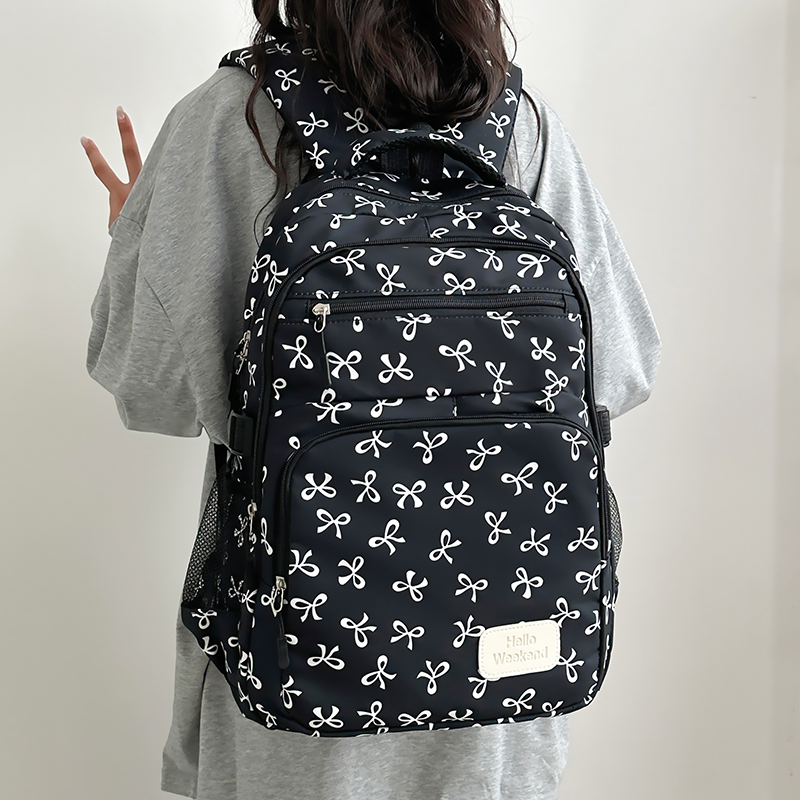 3Pcs Cute Bow Print Backpack w - Sling Backpack Shoulder ulasan dan harga