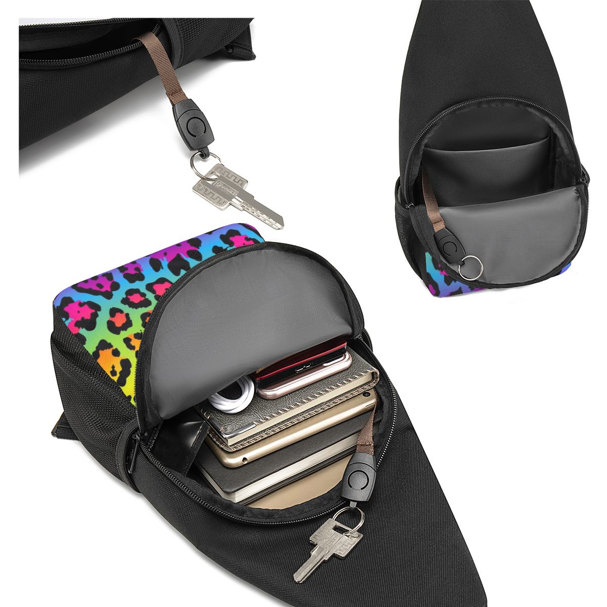 Rainbow Leopard Print Chest Ba - Sling Backpack Shoulder ulasan dan harga