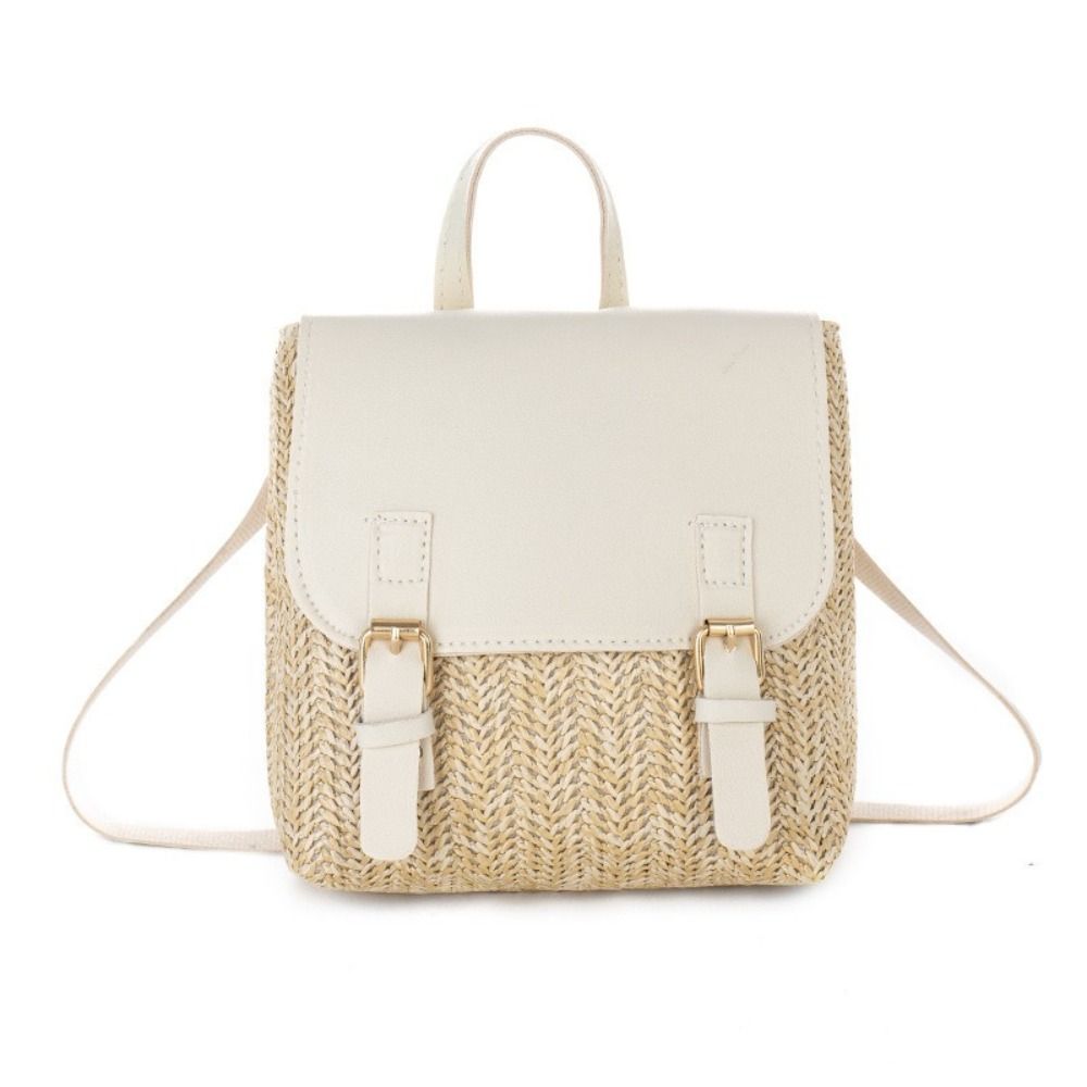 Versatile Bag PU Leather Straw - Leather Backpack Vintage ulasan dan harga