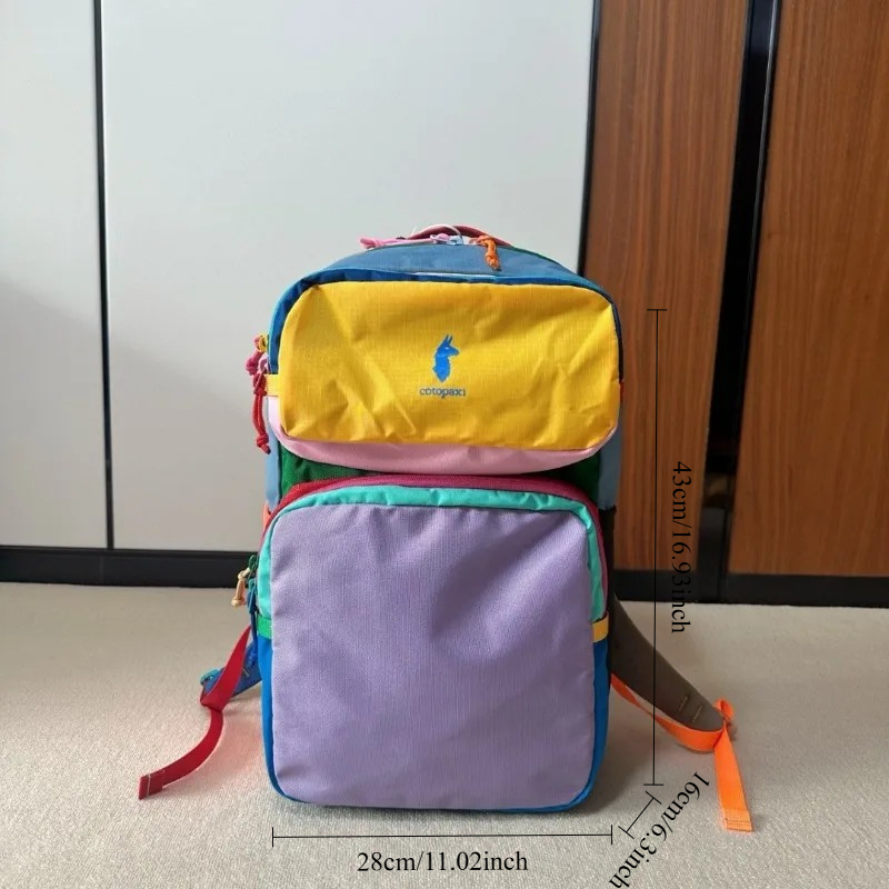 Dopamine Color Block Backpack  - Canvas Backpack Casual ulasan dan harga