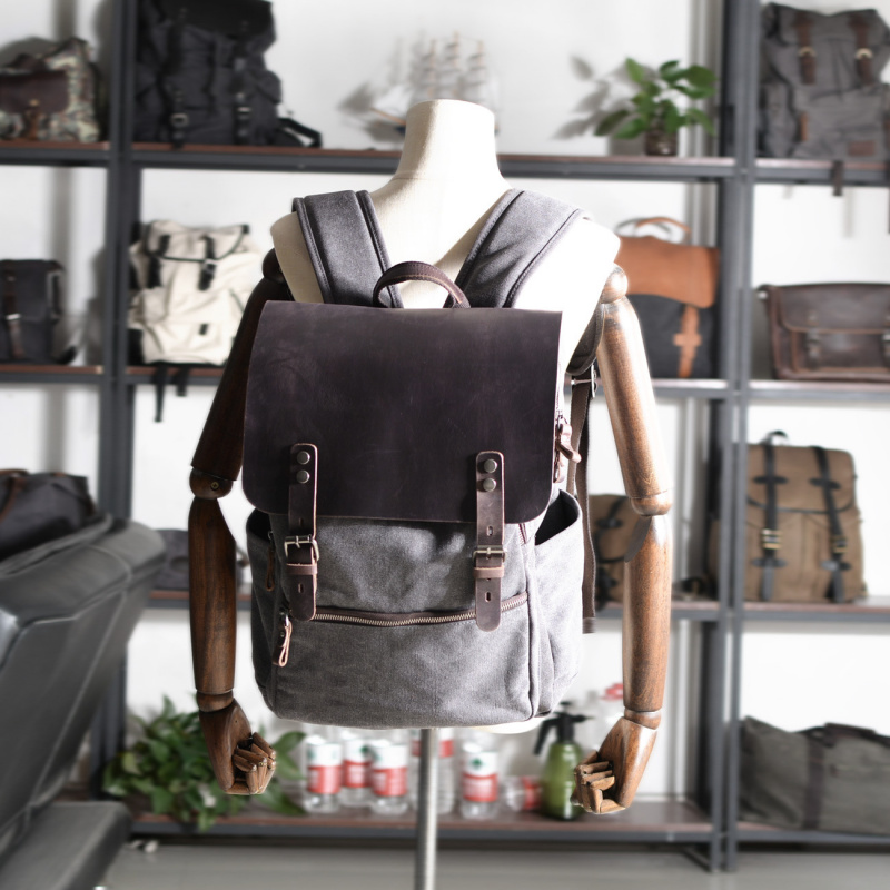 Retro men's backpack, double s - Canvas Backpack Casual ulasan dan harga