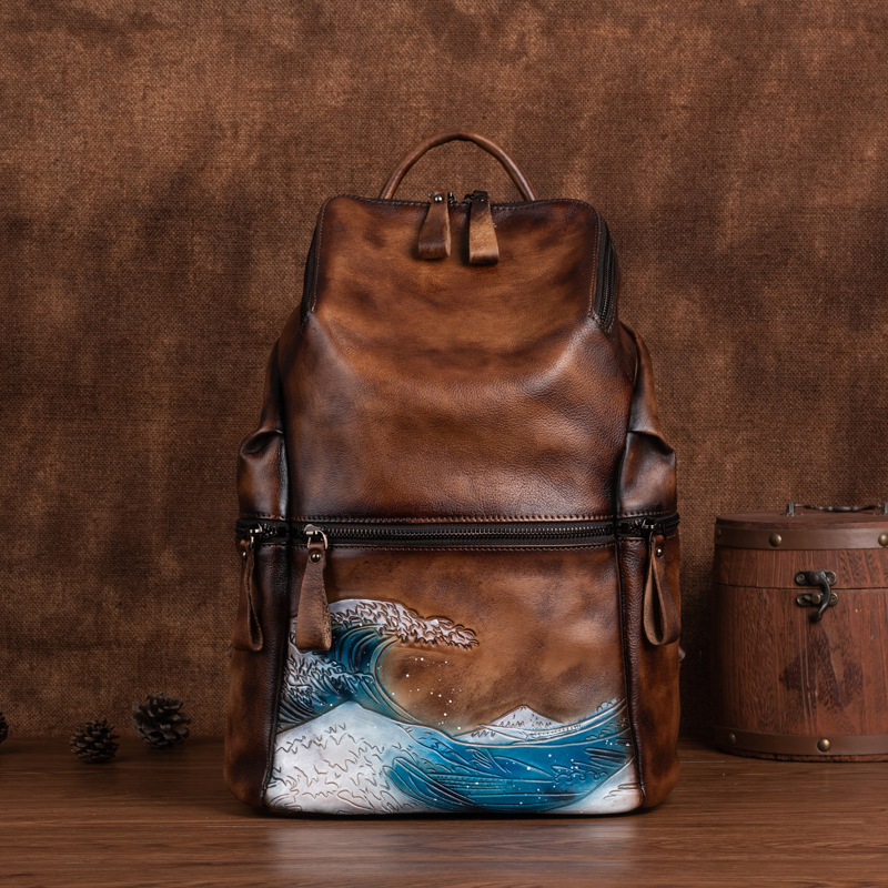 Genuine Real Soft Leather Wome - Leather Backpack Vintage ulasan dan harga