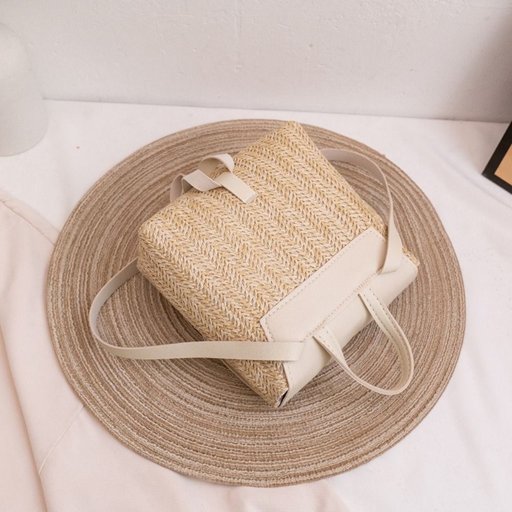 Fashion PU Leather Straw Backp - Leather Backpack Vintage ulasan dan harga